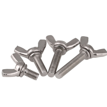 Metric stainless steel wing screws with round nose