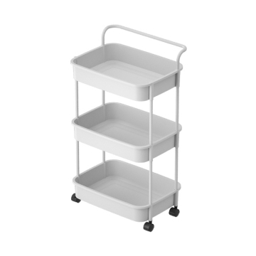 3-Tier Plastic Kitchen, Bathroom, and Dormitory Storage Trolley with Handle - Large Capacity