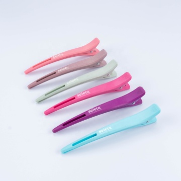 Professional Double Black Plastic Single Prong Alligator Hair Clip with Customized Logo for Salon Use