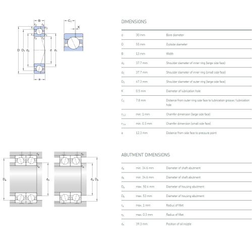 Super-precision bearings 7006 angular contact ball bearing