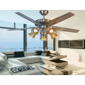 Decorative ceiling fan with bulbs in dining room