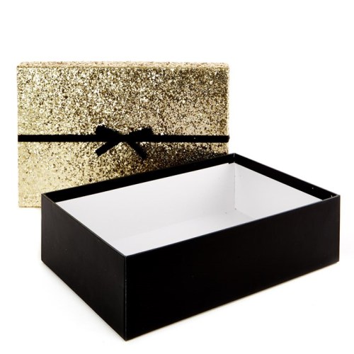 Premium 2 piece cardboard gold glitter box