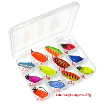 12PCS Multi Color Trout Lures Metal Jig Spoon Fishing Bait Kit