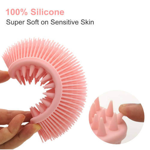 Pinceau de silicone de bain et de shampooing de 2 en 1