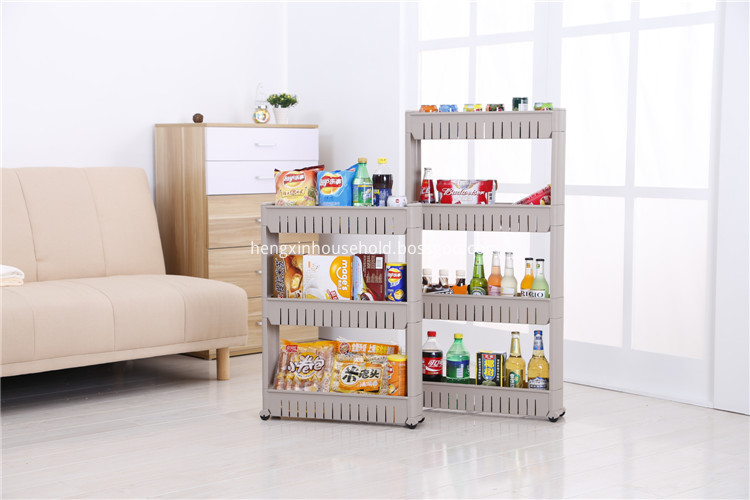 4 Layer Slide Out Storage Tower Shelf With Wheels, High Quality 4 Layer