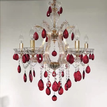 Factory Price Modern Red Glass Crystal Chandelier Lamps for Living Room