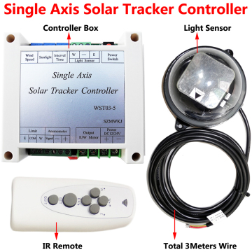 Multi-function Electronic Controller +Waterproof Light Sensor +IR Remote for Single Axis Solar Panel Tracking Sunlight Tracker