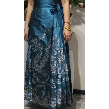 falda maxi plisada azul