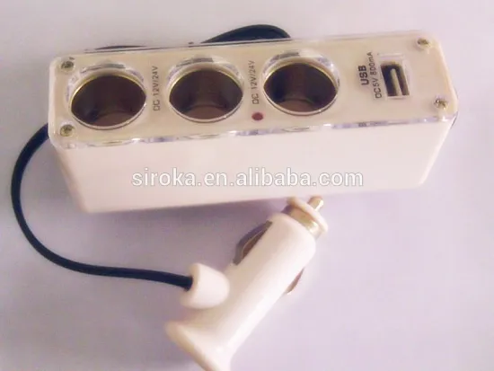 New 12V DC Power Extension Adaptor 3 In 1 Car Cigarette Lighter Charger USB