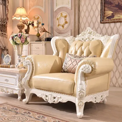 Champagne Rococo Solid Wood Sofa - Empire Lounge Sofa