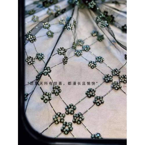 100% Polyester mesh embroidered lace embroidered piece fabric
