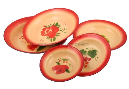Enamel soup plate decor