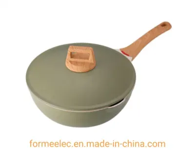 Marble Cookware Stir Fry Pan 28cm Non-Stick Aluminum Maifan Stone Wok