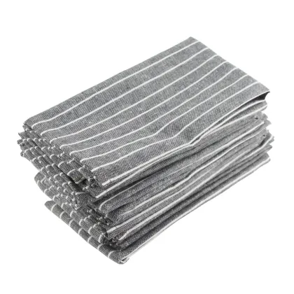 White Striped 17x17inch Cloth Napkins Set of 12 cotton linen Napkins dining table Napkins