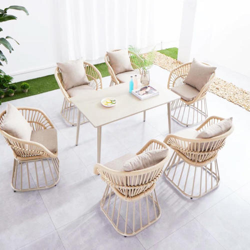 Metal Garden Chair with rattan rope