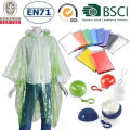 Promotion Foldable Plastic Raincoat In Pocket