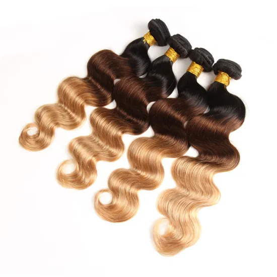 Msbeauty Full Cuticle Aligned Virgin Brazilian Ombre human hair 3 tone color ombre human hair extension