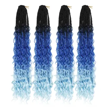 Box Braids Crochet Hair Ombre Goddess Box Braids With Curly Senegalese Twist Synthetic Crochet Braiding Hair Extensions