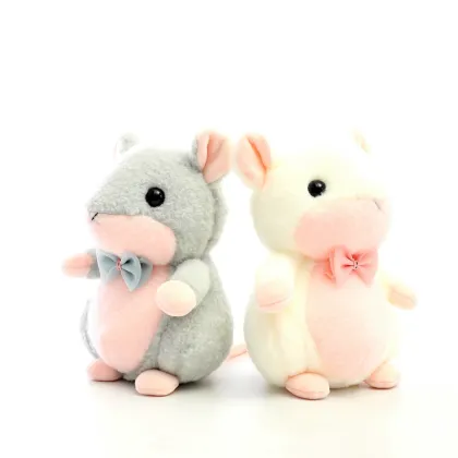 Wholesale Soft Cartoon Gray Mouse Plush Toy with Bow Tie
