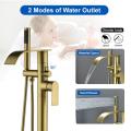 Floor Mount Bathtub Faucet with Waterfall Spout