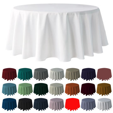 Luxury 132 Round White Table Cloth Polyester 120" Round Tablecloth for Wedding Banquet Restaurant