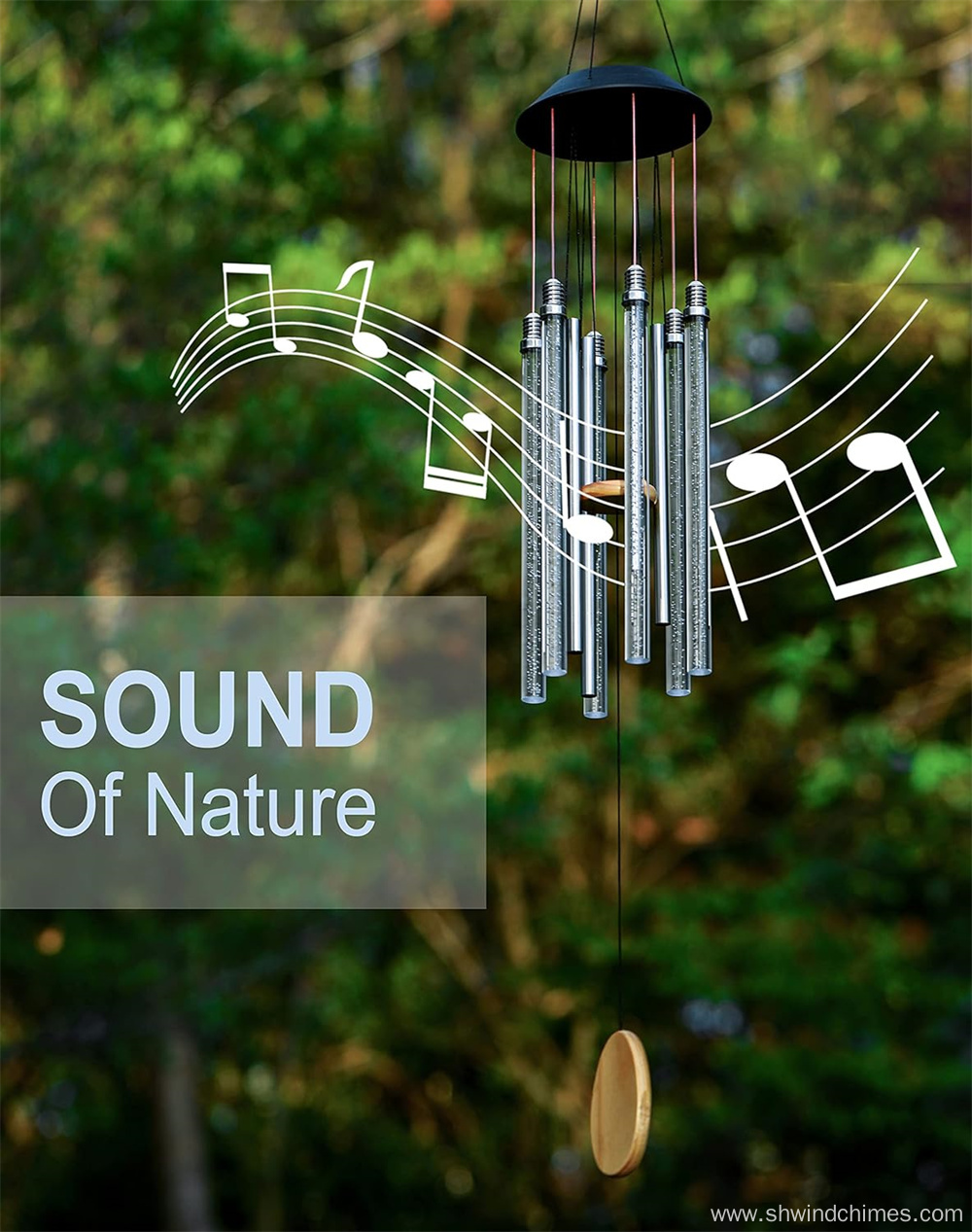 Color Changing LED Solar-Powered Wind Chimes for Outdoor Use