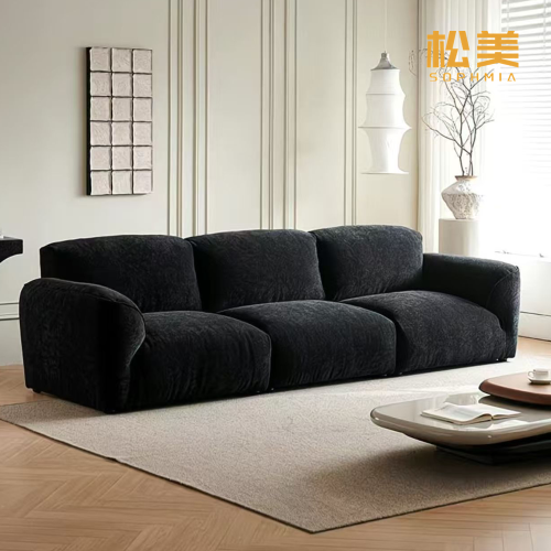 Большой черный сегментированный мягкий диван