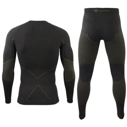 ESDY Winter Nylon Thermal Solid Color Seamless Thermal Underwear for Men