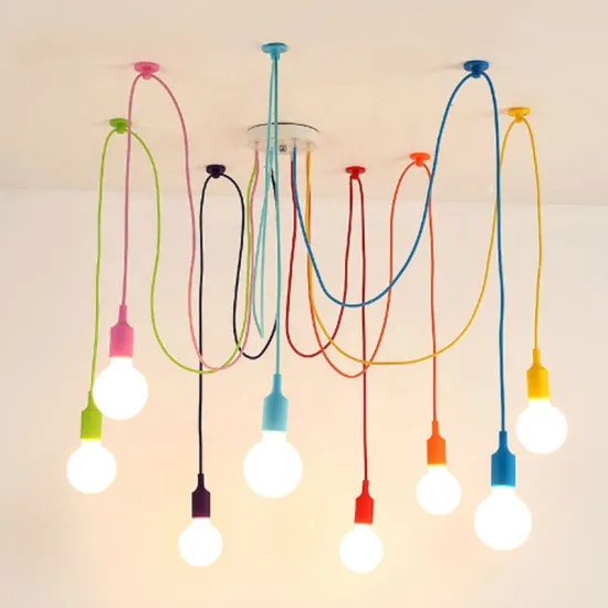 Nordic DIY Color E27 Modern Hanging Pendant Ceiling Lamp for Nursery