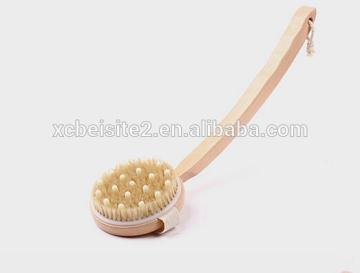 cy301 Extra Long Curved Handle Wooden Back & Bath Brush with Natural Bristle and massage