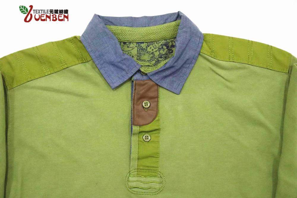 Polo de manga larga cepillado liso para hombre