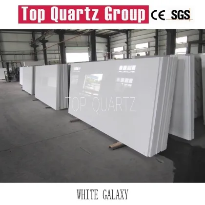White stellar quartz stone slab
