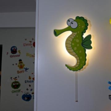 Pull Cord Switch Decorative Sea Horse Wall Light