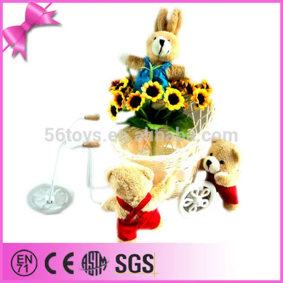 china wholesale lovely plush bear with overall small stuffed baby bear