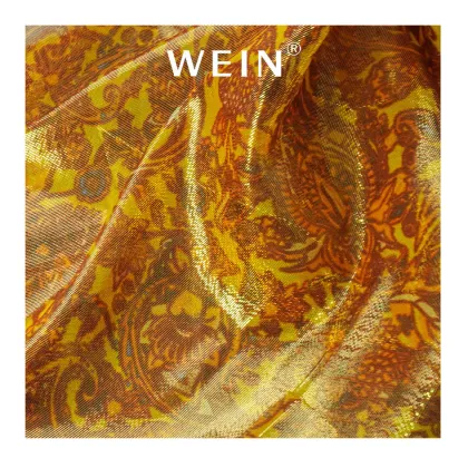 Special Silk Satin Golden Stripe Fabric 80% Silk 20% Golden Lines Digital Print For Clothing