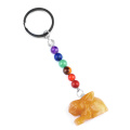 Yellow Jade Handmade Craved 1.0 Inch Rabbit Pendant Keychain