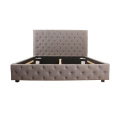 Hot Sale KD Wooden Upholstered Fabric Tufted Bed For Bedroom