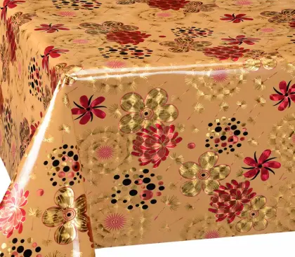 Double Face Emboss printed Gold Silver Tablecloth Costco