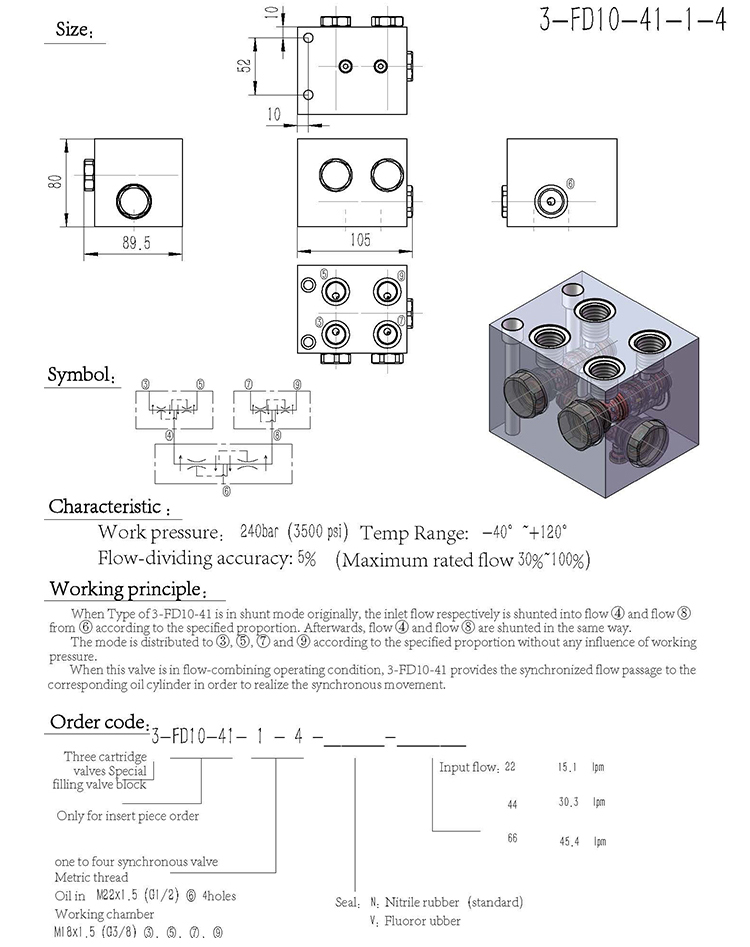 Hydraulic Flow Divider Combiner Valve