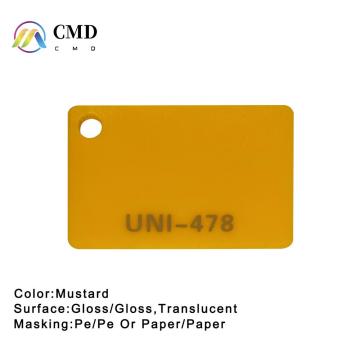 Mustard Yellow Acrylic Plexiglass sheet 3mmThick 1220*2440mm