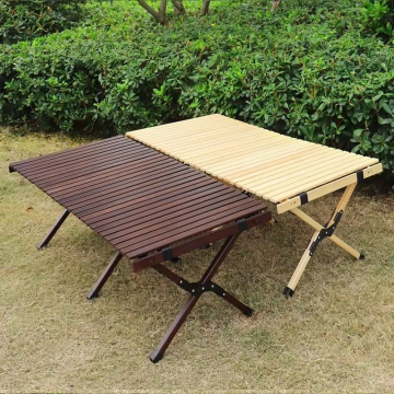Table de camping pliant de rouleau d'œuf coréen portable pour pique-nique extérieur - acier à haut carbone