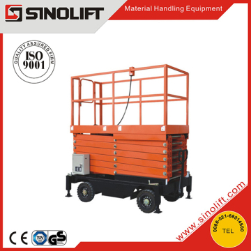 HOT! Sinolift SJY(I) Mobile Scissor Lift for Manual Moving and Electric Lifting