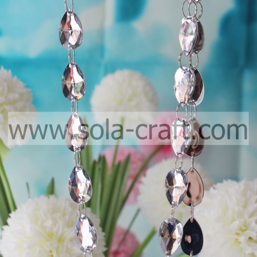 17*28mm White Shinny Cut Diamond Beads Garland Teardrop Beaded Curtain For Chandelier Prism