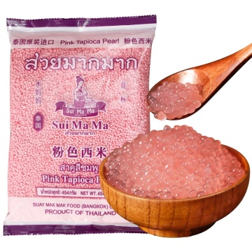 Thai Sago Samen (454 g) für Bubble -Tee und Desserts - Pink Sago Perlen aus Thailand