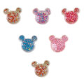 Kawaii Resin Glitter Filled Mouse Head Flatback Cabochon Art Supply Decoration Charm Craft Jewelry Making