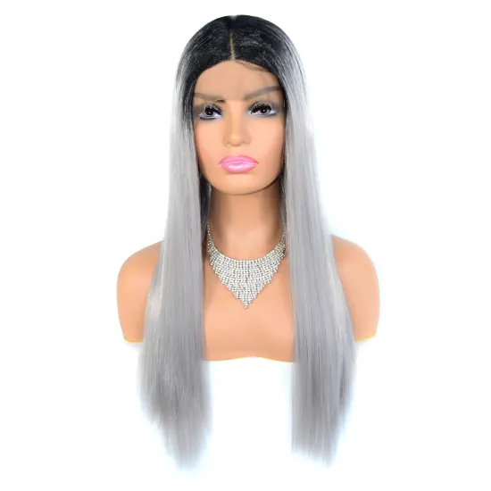 Transparent Lace Front Wig Long Synthesis Straight Wig Ombre T Shape HD Lace Front Wigs Human hair Natural Hairline For Women
