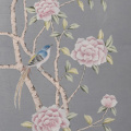 Crane Dark grey hand-painted wallpaper