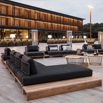 Nordic Wicker Garden Rattan Patio Outdoor Sofa Set with Coffee Table