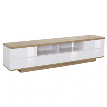 Modern TV Stand Entertainment Center with 2 Drawers, Doors, and Shelf - Brown
