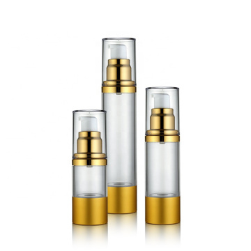 best quality 15ml 30ml 50ml 100ml 120ml shiny gold aluminum plastic lotion face cream airless oil pump bottle